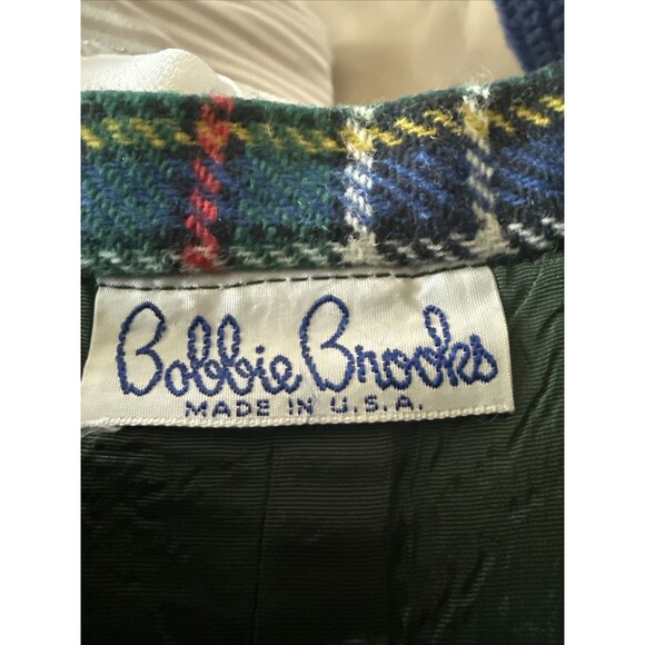 Vintage Bobbie Brooks Sz XS Blue Green Plaid Made In USA Wool Pencil Skirt - Picture 1 of 3